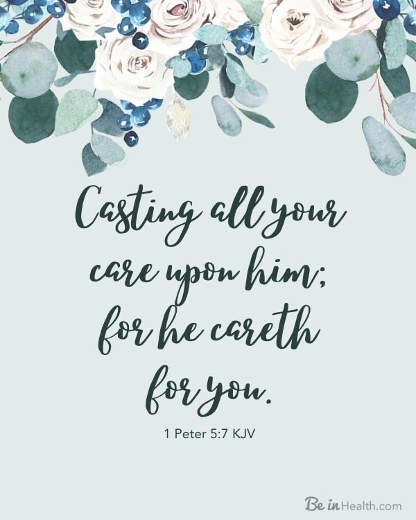 Download this FREE printable scripture art and learn more about how to cast your cares on God and bearing one another's burdens in a healthy way.